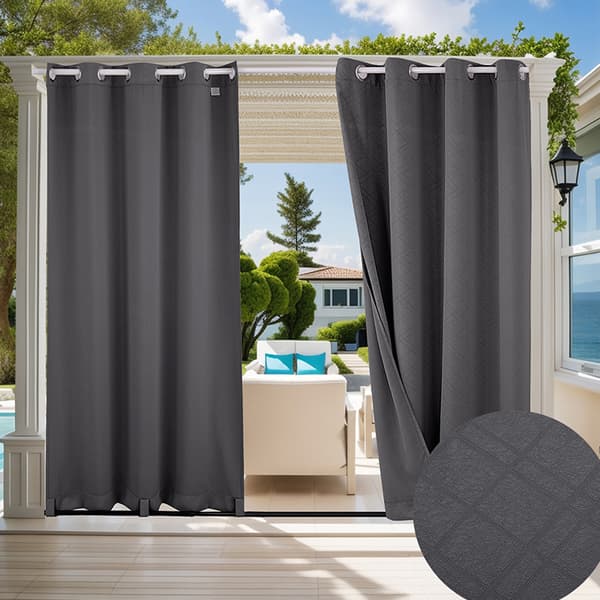 Vattentät präglad utomhusgardin DarkGrey M DarkGrey M