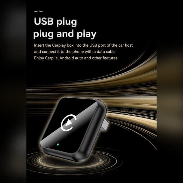 Smart CarPlay Android Auto 2-i-1 Trådlös Adapter - Metall & Glas Design kompatibelt med Bilar som stöder trådbunden CarPlay Black Black