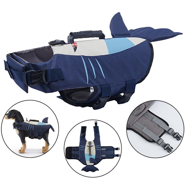 Redningsvest til hunde, kæledyrsflydevest med reflekterende striber Blue M Blue M