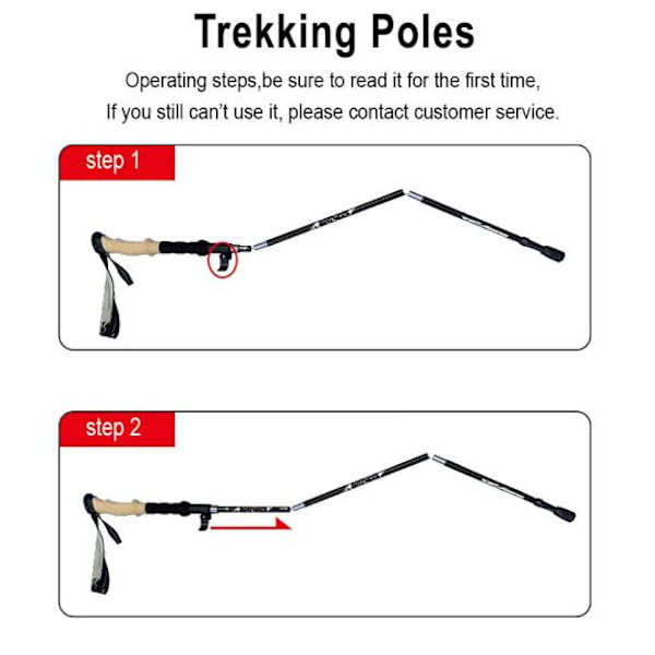 Ultralet vandrestav trekkingstang 5 sektion Rød