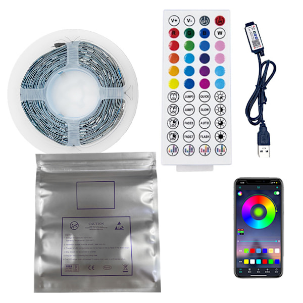 44-Knappers RGB LED-ljuslist med fjärrkontroll, Bluetooth-app och musiksynkronisering Size 1