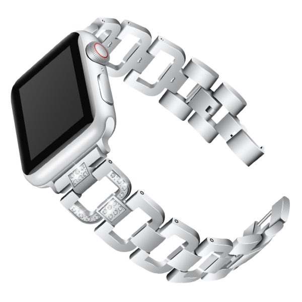 Smart klockarmband D-format diamantklockarmband med klockram för Fitbit Blaze Silver