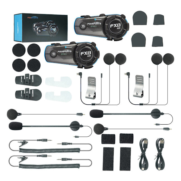 Fodsports FX8 Air motorcykel intercom tvåpack (svart)