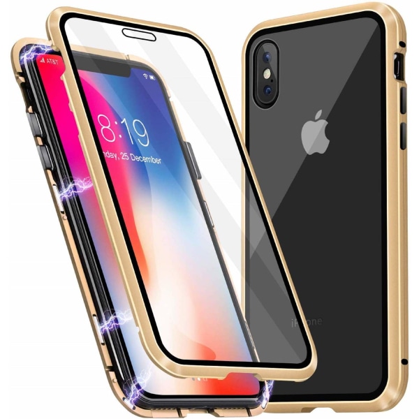 iPhone X/XS cover med skærmbeskytter Guld