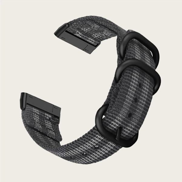 Nylon Canvas Armband för Fitbit Versa 3/Sense Svarta + grå prickar