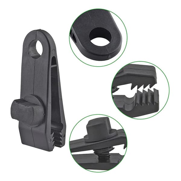 Markiseklemmesæt: 10 teltklemmer + 10 elastiske reb + 10 D-ringe
