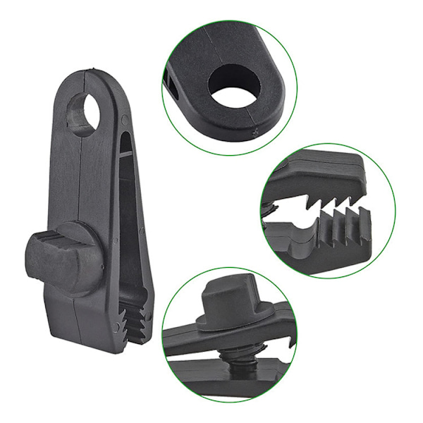 Markisklämmset: 10 tältklämmor + 10 elastiska rep + 10 D-ringar