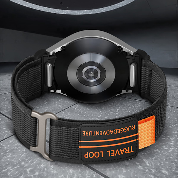 Klockarmband i vävd nylon för Samsung Watch 4/5/6/7/FE Svart M