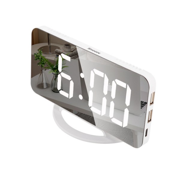 INF Digital väckarklocka med spegelglas Vit