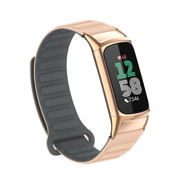 Stilfuldt magnetisk silikonearmbånd til Fitbit Charge 6 Abrikos