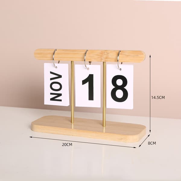 Modern minimalistisk träprydnad - evighetskalender Yellow Yellow