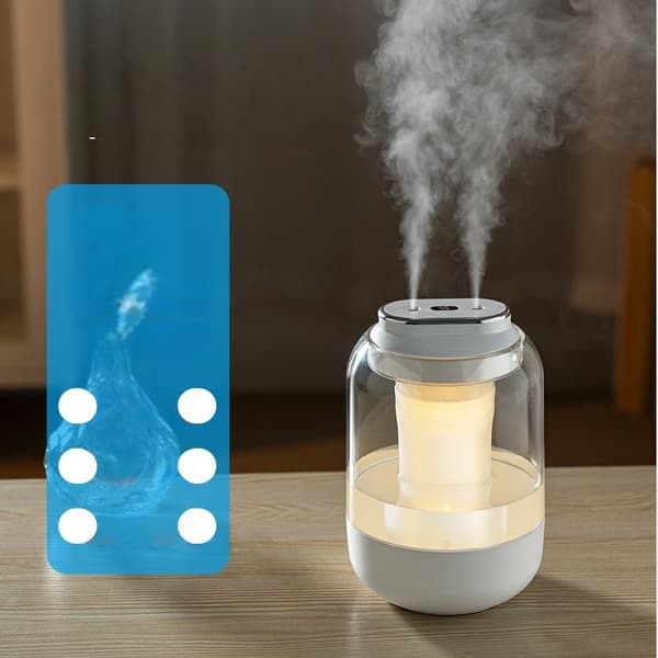 Batteridriven Luftfuktare med Aromaterapi och Nattlampa för Hem, Sovrum och Studentrum