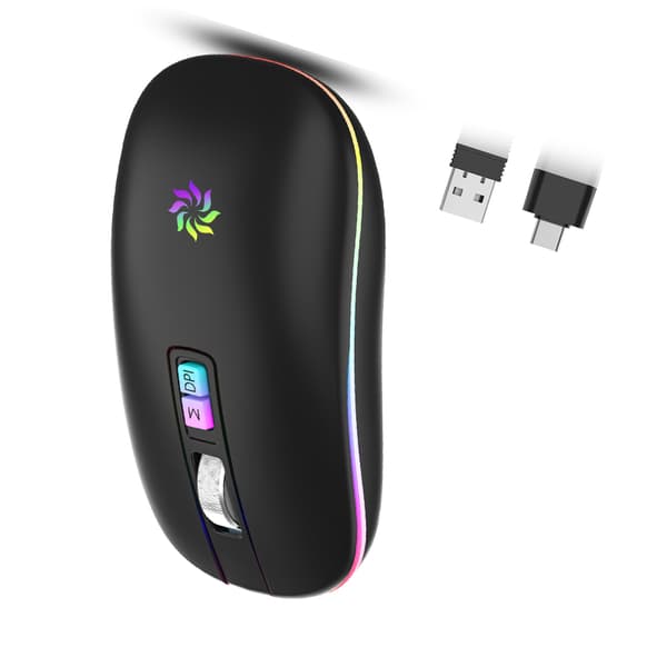 Lydløs Dual Mode Mus: Genopladelig Trådløs Bluetooth 5.1 D