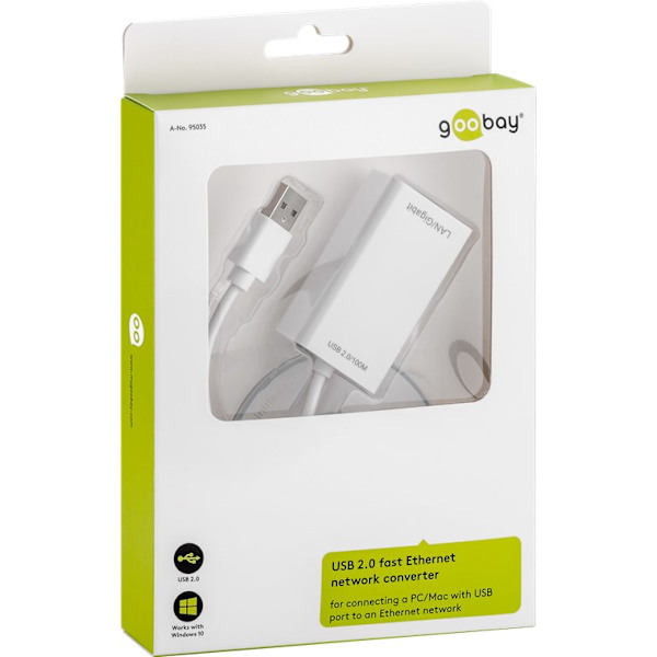 USB 2.0 Fast Ethernet-nätverksadapter, vit