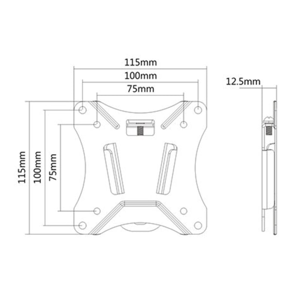 Office Compact Slim Fixed Wall Mount, 13"-27", 25 kg, black