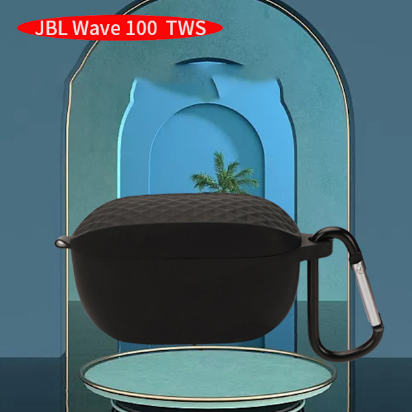 Skyddsfodral för JBL Wave 100TWS-hörlurar med karbinhake Svart