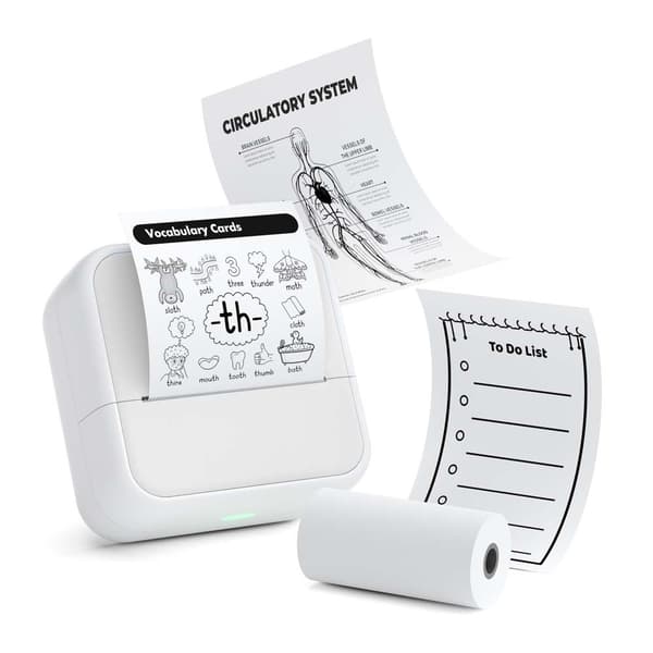 58mm Bluetooth Termisk Skrivare - Portabel & Bläckfri Etikettskrivare för iOS & Android White White