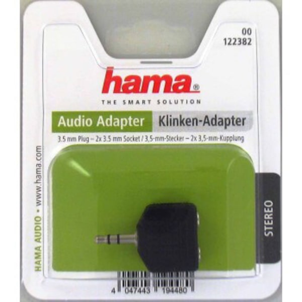 HAMA Adapter Audio 2x3.5mm- 3.5mm 2xHona-Hane Svart