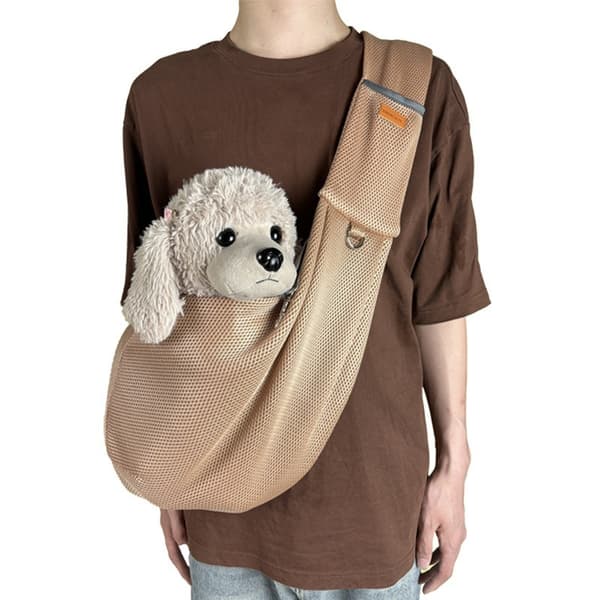 Kæledyrstaske til små hunde og katte - Åndbart net Khaki Khaki