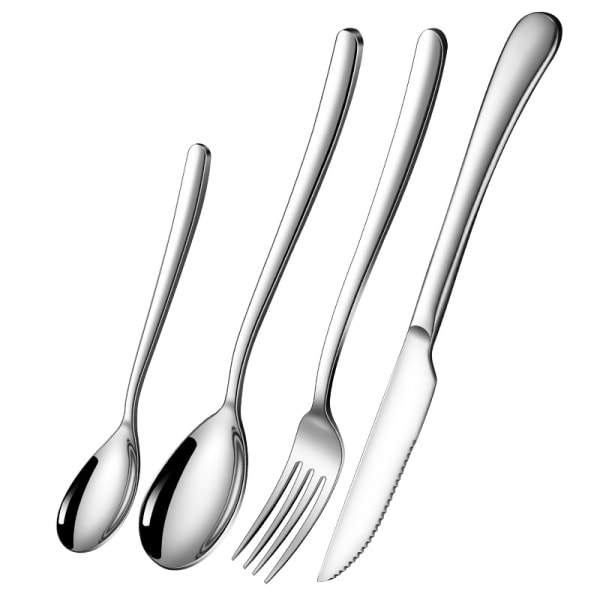 Elegant 4-delad knivsked och gaffelset i silver