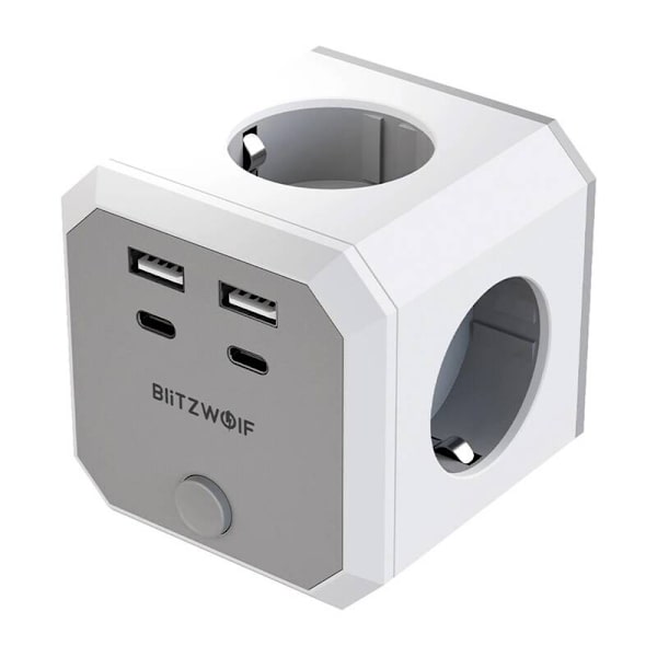 BlitzWolf BW-EC2 8-i-1-strömkub (4xAC / 2 x USB-A / 2 x USB-C)