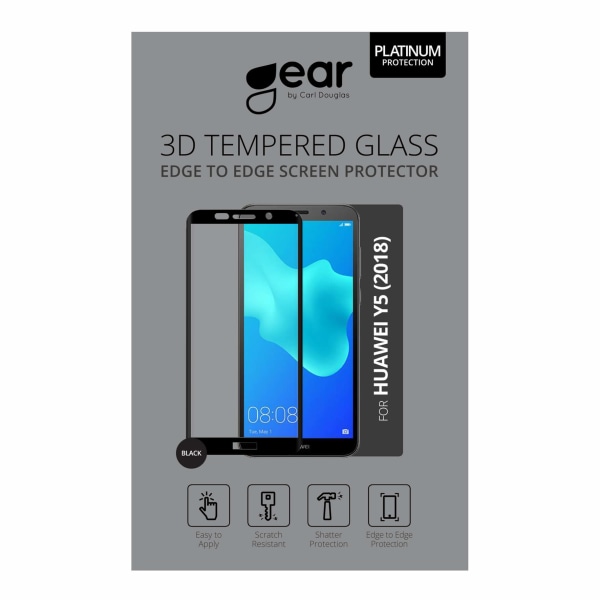 GEAR Härdat Glas 3D Full Cover Svart Huawei Y5 2018