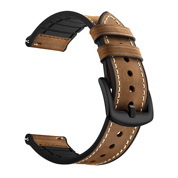 Silikone- og læderrem til Galaxy Watch 3/5 Brun 20 mm