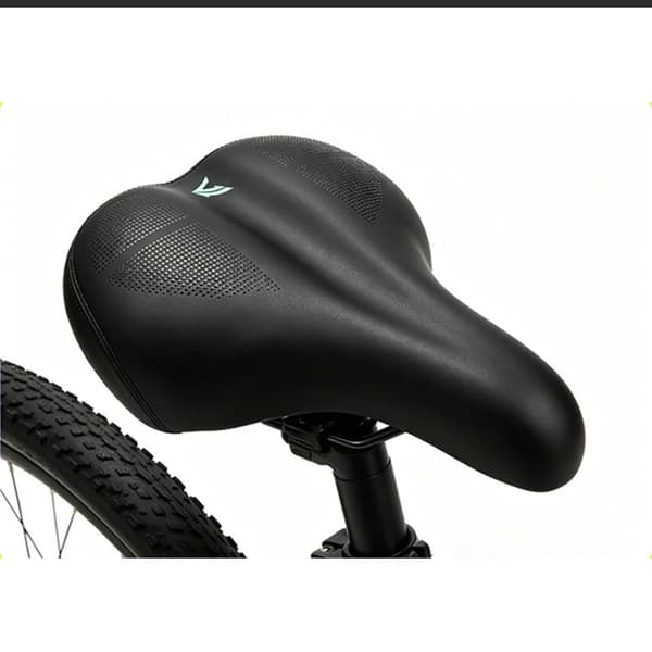 Bred cykelsadel med högdensitetsskum, PU-läder och dubbel stötdämpning