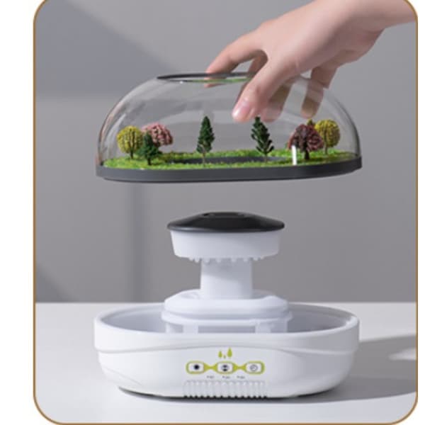 Miniatyrbefuktare med aromaterapi, nattljus, timer och vattentank på 400 ml