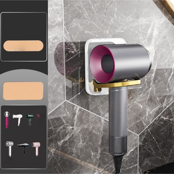 Foldbar Hårtørrerstativ - Vægmontering, Kompatibel med Dyson Hårtørrere, Ingen Boring Nødvendig