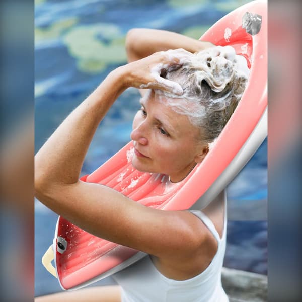 Oppustelig Selvrensende Shampoo Bås: Komfortabel og Bærbar Hårvask Løsning
