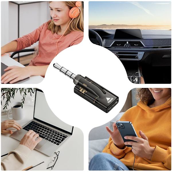 3,5 mm han til USB-C hun lydadapter med indbygget DAC dekoder 16bit/48KHz 40mW output, sort