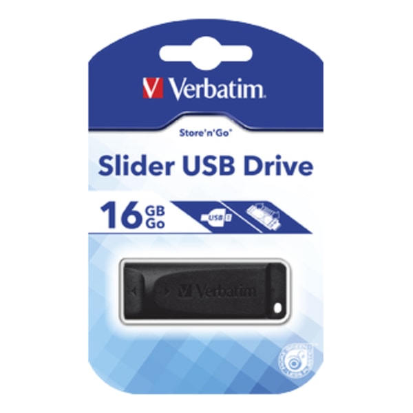 Slider USB Drive, 16GB, USB 2.0, black