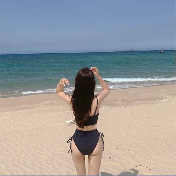 Elegant Halter Bikini Badedragt til Kvinder Black M Black M