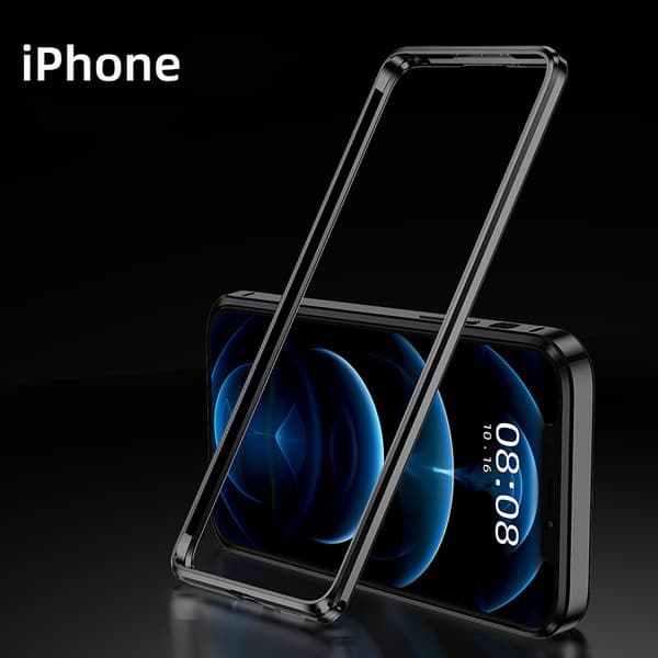 Stötfångarfodral i aluminiumlegering för iPhone 15 Plus Black Black