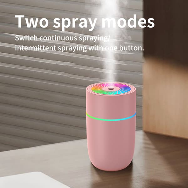 WT-009 Bil Luftfugter: USB Mini Støjsvag Farverigt Lys Pink Pink