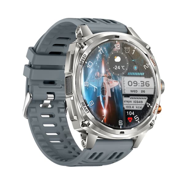 Multifunktionelt smartwatch med AMOLED-skærm, sundhedsovervågning og Bluetooth-opkaldsunderstøttelse Grå