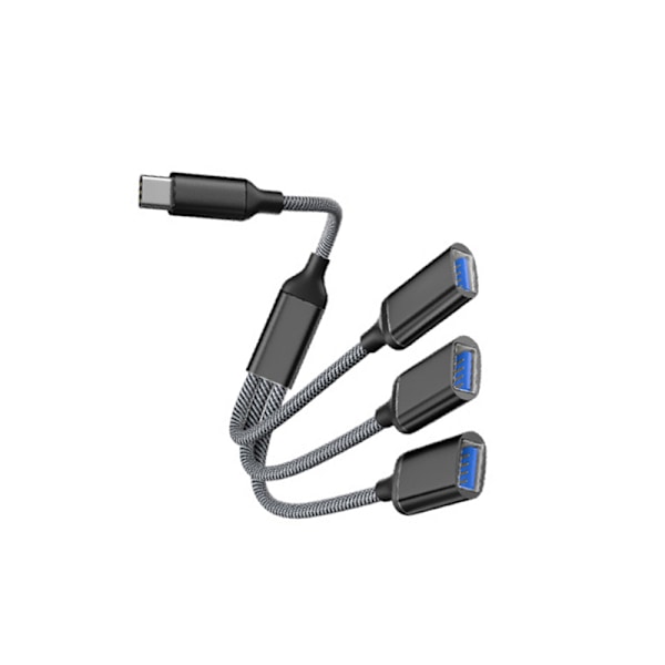 Typ-C till 3-portars USB-hubb splitteradapter Svart