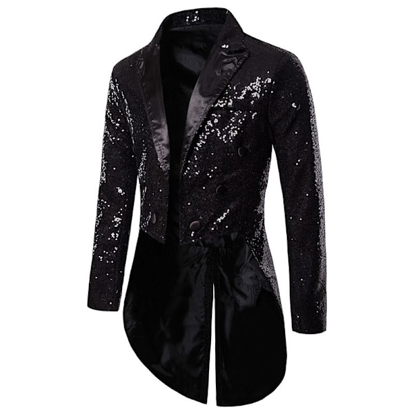 Herre Pailletter Smokingjakke, Scene Performance Blazer Sort L
