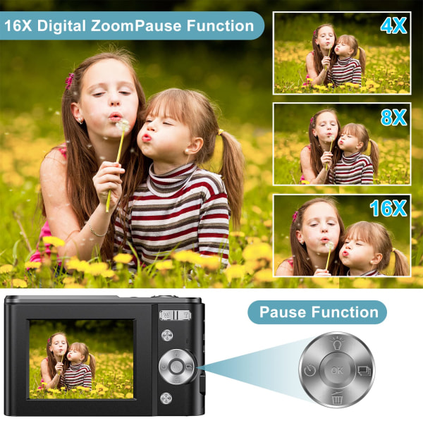 INF Digikamera 1080P / 48 megapikseliä / 16x zoom Musta