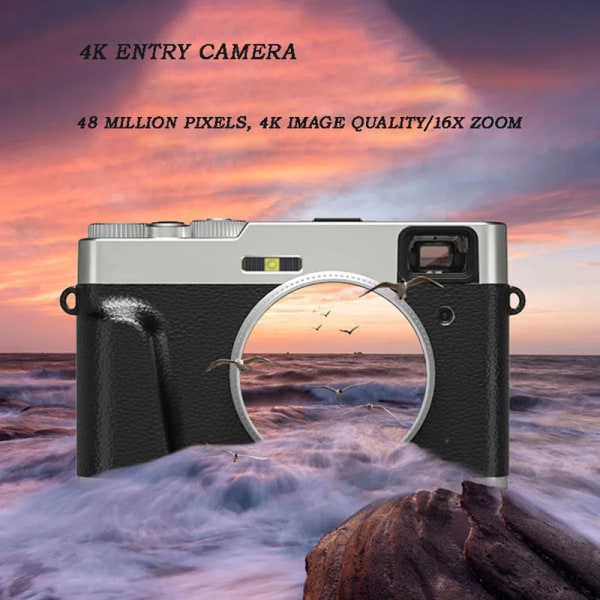 INF Digitalkamera 4K/48MP/16X Zoom/Autofokus/Sökare/Anti-Shake S Svart