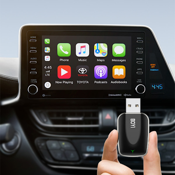 BY967S Trådlös CarPlay & Android Auto 2-i-1 Adapter Svart