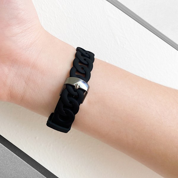 Silikonerem til smartwatch - kompatibel med Samsung & Huawei Sort M