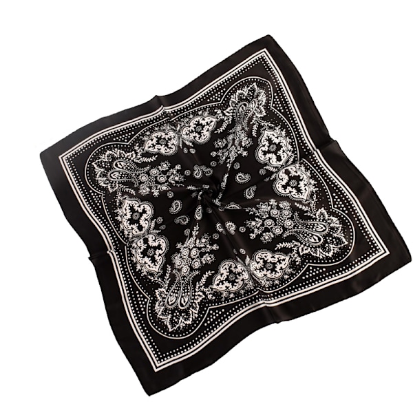 Elegant Paisley Square tørklæde - 70x70cm Marineblå Sort