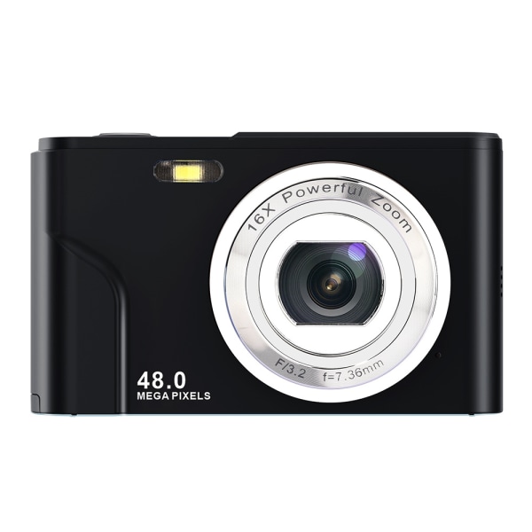 Digitalkamera med 48 MP, HD 1080p och 16x zoom med 32GB kort Svart