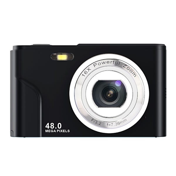 INF Digikamera 48 MP, HD 1080p ja 16x zoom kortilla Musta