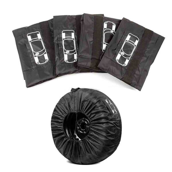 Svart 190T Polyester Taffeta Däckskydd - Skydda Dina Reservdäck S S