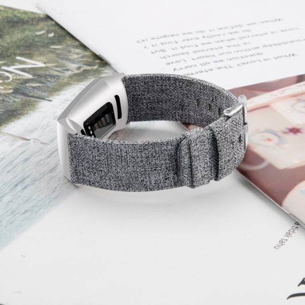 Fitbit Charge 3/4 armband canvas Grå (L)