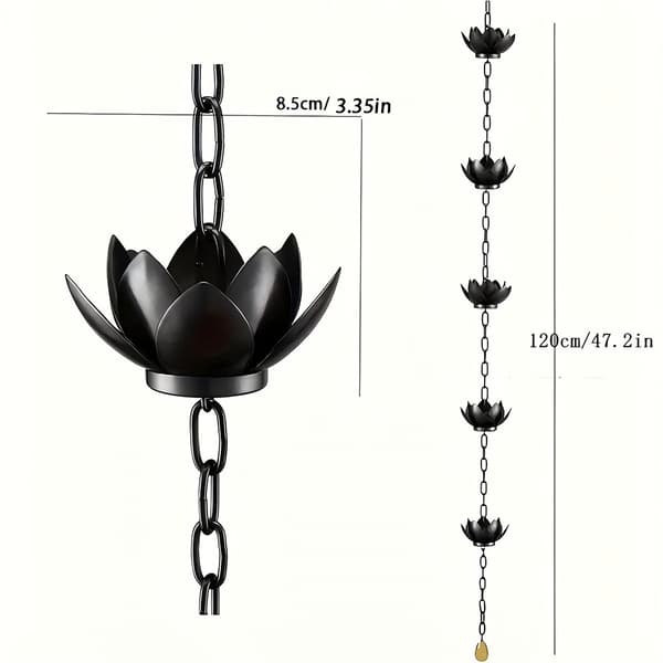Sort Lotus Regnkæde - Elegant Udendørs Hængekæde til Dekorativ Dræning