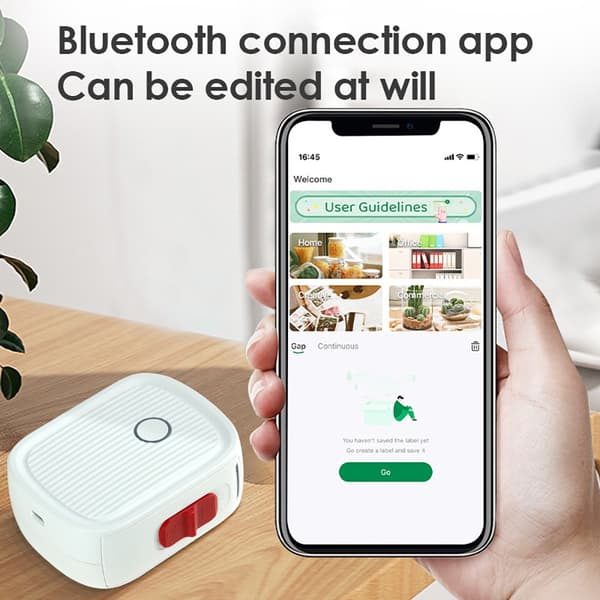 Halv-tums Bluetooth Etikettskrivare - Portabel Mini Termisk Dekaltillverkare, Vit